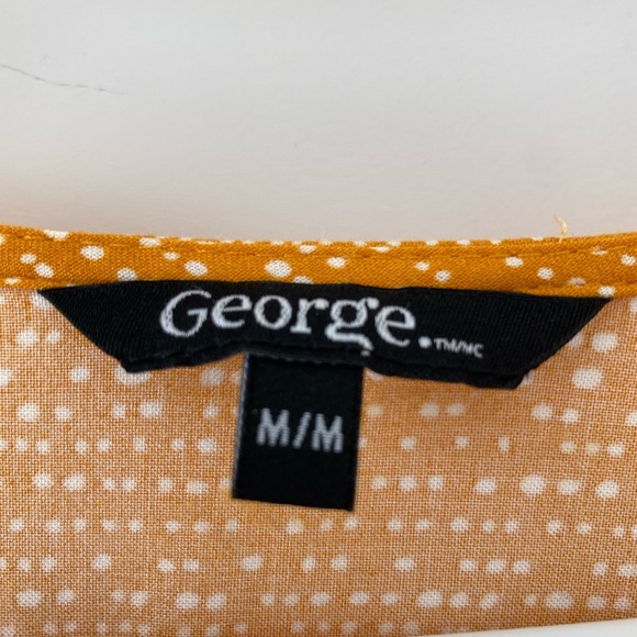 Yellow patterned Wrap style George dress, size M - Picture 2 of 3